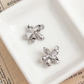 Sparkling silver flower pendants with drop crystals for DIY necklace making - Silver Flower Pendant with Clear Teardrop Stone (31#)