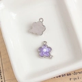 DIY lila Blumenanhänger mit Silberrahmen und Perle für Schmuckherstellung - Violette Silberne Basis Blume mit Strass (34#)