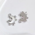 Silberner Mondsichel- und Stern-Anhänger mit Zirkonia für DIY-Schmuckherstellung - Silberner Mond mit Weiß und Strass Sternenstrahl (35#)