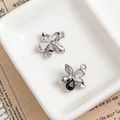 Silver flower pendant with black drop stone for DIY jewelry making and necklaces - Silver Flower Pendant with Black Teardrop Stone (33#)