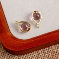 Goldener Legierungsanhänger in Tropfenform mit violettem Harzedelstein für DIY-Schmuck - Lila Halbtransparenter Wassertropfen Goldener Anhänger (31#)