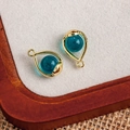 Goldener Anhänger mit dunkelblauer Harzperle und poliertem Legierungsrahmen für Schmuck - Dunkelblauer Transparenter Wassertropfen Goldener Rahmen (32#)