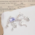 Silver jellyfish alloy pendant with purple zircon gemstone for DIY jewelry making - Jellyfish Style / Purple Jellyfish Pendant (2# Bright Silver)