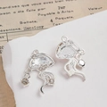 Silver jellyfish pendant set with sparkling zircon inlays for DIY jewelry making - Jellyfish Style / Clear Jellyfish Pendant (3# Bright Silver)
