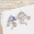Silver jellyfish charm with purple gemstone and white zircons for DIY jewelry making - Purple Jellyfish Pendant (5# White K)