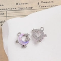 Iridescent purple moon and star pendant with zircon inlays on a white stone - Iridescent Purple Moon Pendant (8# White K)