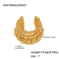 Detailed view of triple-layered 18k gold plated stainless steel bead ring specifications - US 7 / Gold