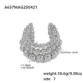 Detailed view of multilayer beaded stainless steel ring with size and weight specs - US 7 / Steel