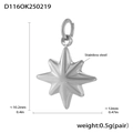 Colgante de estrella octogonal en acero inoxidable plateado con acabado pulido fino - D116-Colgante Estrella del Norte (Acero)