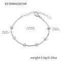 Pulsera de cadena de serpiente de acero inoxidable plateado con seis cuentas lisas de 6 mm - 15+4cm / Pulsera de Cuentas Acero (E670)