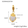 Detalles de un colgante de corazón de acero inoxidable con circón y cierre de langosta - Colgante de Corazón (D299) / Colgante Solo (Sin Cadena) Dorado (D299)