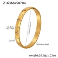 Detailed size specifications of the gold stainless steel bangle with 5A zircon floral inlay - Gold Clover Style (Z163)
