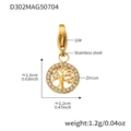 Colgante árbol de la vida en acero dorado con círculo de circonitas y medidas - Colgante Árbol de la Vida Hueco (D302) / Colgante Solo (Sin Cadena) Dorado (D302)