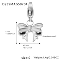 Colgante de mariposa en acero inoxidable chapado en oro de 18K para pulseras chic - Dije de Lazo (D239) / Colgante de Lazo Color Acero