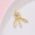 Gold dreamcatcher pendant with heart zircon and three feather charms for DIY jewelry - Dreamcatcher Feather (Price per Unit) / Gold with Clear Rhinestone