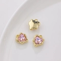 Ciondolo a cuore in zircone rosa con base in lega placcata oro per creazione gioielli - Prezzo al pezzo / Cuore Rosa (Base Oro)