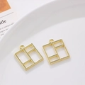 Gouden onregelmatige geometrische vierkante hanger met intern raster voor DIY sieraden - Gouden Asymmetrische Raster Vierkante Stijl (3#)