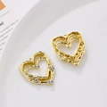 Irregular lava heart pendant with white rhinestones and gold plating for jewelry making - Gold Rhinestone Lava Texture Heart Style (5#)