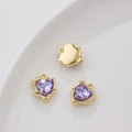 Golden heart pendant with faceted purple zircon stones for DIY jewelry making - Single Piece Price / Purple Heart (Gold Base)