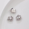 Silver alloy heart and flower pendants with clear cubic zirconia for DIY jewelry - Single Piece Price / Clear Heart (Silver Base)