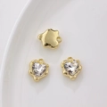 Golden heart-shaped zircon pendant with wavy edges for DIY necklaces and jewelry - Single Piece Price / Clear Heart (Gold Base)