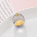Resin ball pendant with blue sky white clouds and golden glitter inside for DIY jewelry - Silver Glitter Gold Sand Style (kp6388)