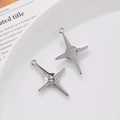 Silver four-pointed star pendant with center rhinestone for DIY jewelry making - Silver Single Rhinestone Center Star Style (8#)