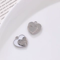 Pendentifs cœur en argent avec émail blanc et métal texturé pour création de bijoux DIY - Cœur à Lettre Blanc Bordé d'Argent (8#)