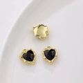 Golden heart charm pendants with black zircon stones for DIY necklace and jewelry making - Single Piece Price / Black Heart (Gold Base)