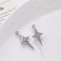 Silver four-pointed star pendants with center crystal and pavé rhinestones for DIY jewelry - Silver Pave And Single Rhinestone Star Set Style (9#)