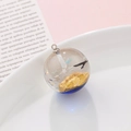 Resin sphere pendant with blue landscape gold foil and bird silhouettes decoration - Bird Gold Foil Blue Style (kp6388)