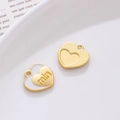 Pendentifs cœur DIY avec émail blanc et gravure min dorée pour bijoux créatifs - Cœur Superposé Blanc Bordé d'Or (9#)