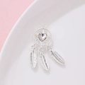 Y2K Dreamcatcher charm with heart crystal and feathers for DIY jewelry making - Dreamcatcher Feather (Price per Unit) / Silver with Clear Rhinestone