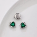 Sparkling dark green heart-shaped gemstone pendants with irregular silver alloy frames - Single Piece Price / Green Heart (Silver Base)