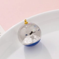 Blue resin sphere pendant with miniature snow mountains and flying birds gold ring - Snow Mountain Bird Landscape Style (kp6388)