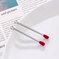 Pendentif bijoux DIY avec design d'allumette en émail rouge dans un plat blanc - Allumette Argent à Tête Rouge (11#)