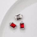 Silver alloy rectangular red zircon heart pendant for DIY necklace bracelet jewelry - Single Piece Price / Red Rectangle (Silver Base)