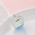 Blue sky resin sphere pendant with white glitter and flying bird silhouette detail - Blue Base White Glitter Bird Style (kp6388)