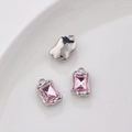 Pink rectangular zircon heart-shaped alloy pendant charms for DIY jewelry making - Single Piece Price / Pink Rectangle (Silver Base)