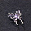 Liquid metal butterfly pendant with purple teardrop gemstone for DIY jewelry - Purple Butterfly (Liquid Metal Style) (1#)