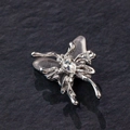 Silver liquid alloy butterfly pendant with transparent zircon for DIY jewelry making - Clear Gem Butterfly (Liquid Metal Style) (2#)
