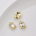 Three-piece set of gold alloy rectangular pendants with clear emerald cut zircon for DIY - Single Piece Price / Clear Rectangle (Gold Base)