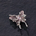 Pink liquid alloy butterfly charm with silver frame and teardrop gemstone inlay - Pink Butterfly (Liquid Metal Style) (3#)