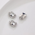 Silver alloy rectangle crystal pendant charm for DIY necklaces and bracelets - Single Piece Price / Clear Rectangle (Silver Base)