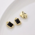 Vintage style gold wavy frame pendant with black rectangular zircon stone for DIY jewelry - Single Piece Price / Black Rectangle (Gold Base)