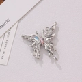 Silver butterfly jewelry pendant with pink zircon stone for DIY necklaces and earrings - Silver Fluid Butterfly with Pink Rhinestone (10#)