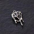 Gothic style liquid alloy heart pendant with black gemstone for DIY jewelry making - Black Gothic Heart (7#)