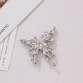 Polished silver butterfly pendant charm with marquise-cut clear cubic zirconia stone - Silver Polished Butterfly with Clear Rhinestone (11#)