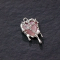 Pink heart pendant with liquid metal thorn wrap in Y2K punk style for DIY jewelry - Pink Gothic Heart (8#)