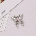 Silver liquid metal style butterfly pendant with pink zircon for DIY jewelry making - Silver Liquid Style with Pink Rhinestone (13#)